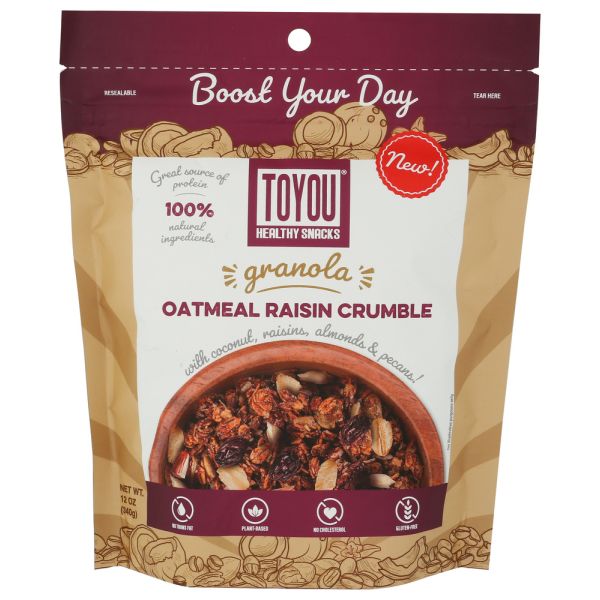 TOYOUSNACKS: Oatmeal Raisin Crumble Granola, 12 oz