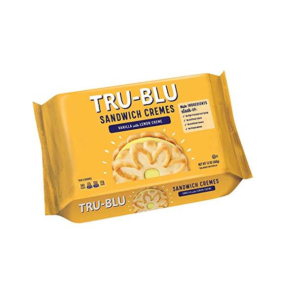 TRUBLU: Vanilla with Lemon Creme Sandwich Cookies, 12 oz
