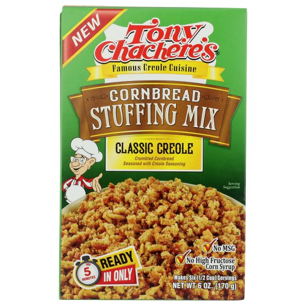 TONY CHACHERES: Classic Creole Cornbread Stuffing Mix, 6 oz