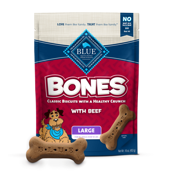 BLUE BUFFALO: Biscuit Lrg Beef Bones, 16 oz