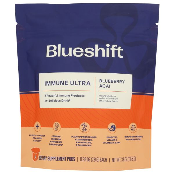 BLUESHIFT NUTRITION: Immune Ultra Blueberry Acai 14Ct, 3.9 oz