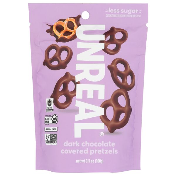 UNREAL: Dark Chocolate Covered Pretzels, 3.5 oz