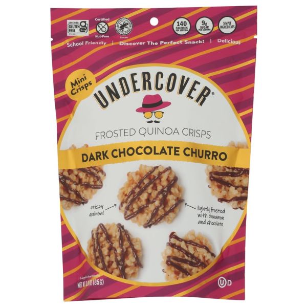 UNDERCOVER QUINOA: Dark Chocolate Churro Frosted Quinoa Crisps, 3 oz