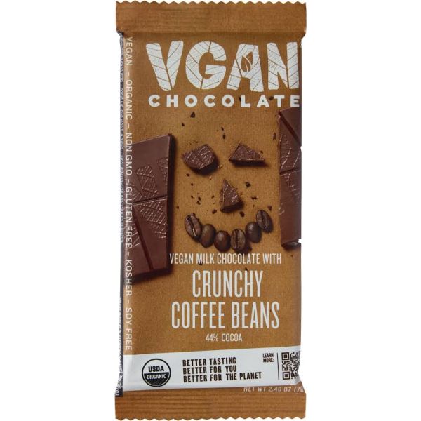 VGAN: Milk Chocolate Crunchy Coffee Beans Bar, 2.46 oz