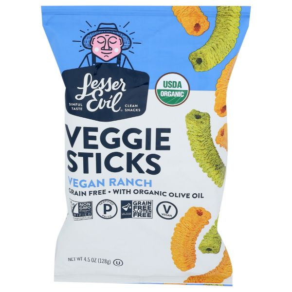 LESSER EVIL: Veggie Sticks Vegan Ranch, 4.5 oz