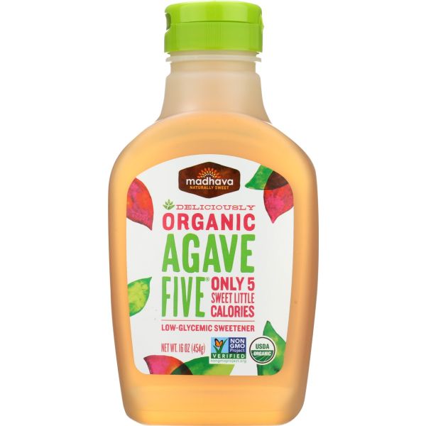 MADHAVA: Organic Agave Five Low Glycemic Sweetener, 16 oz