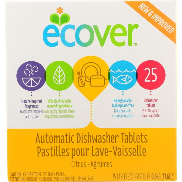 ECOVER: Dishwasher Tablets Citrus 25Ct, 17.6 oz