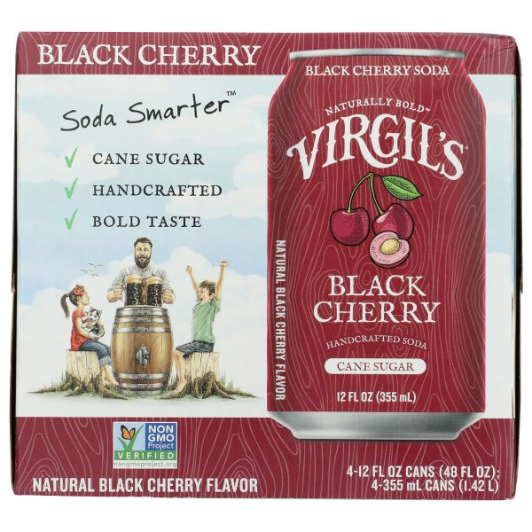 VIRGILS: Black Cherry Soda 4 Count, 48 fo