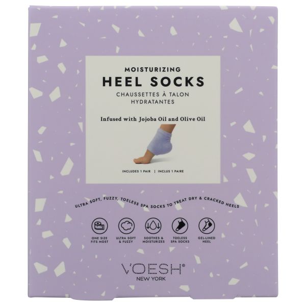 VOESH: Moisturizing Heel Socks Purple, 2.6 oz