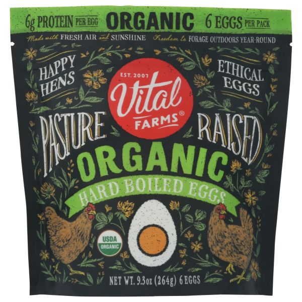 VITAL FARMS: Pasture Raised Organic Hard Boiled Eggs 6 Count, 9.3 oz
