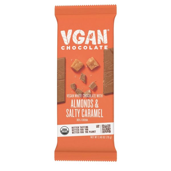 VGAN: White Chocolate Almonds and Salty Caramel Bar, 2.46 oz