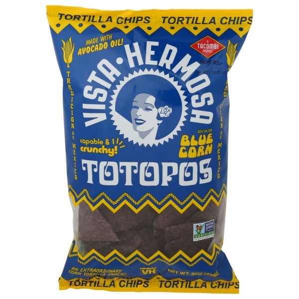 VISTA HERMOSA: Totopos Blue Corn with Sea Salt Chips, 8 oz