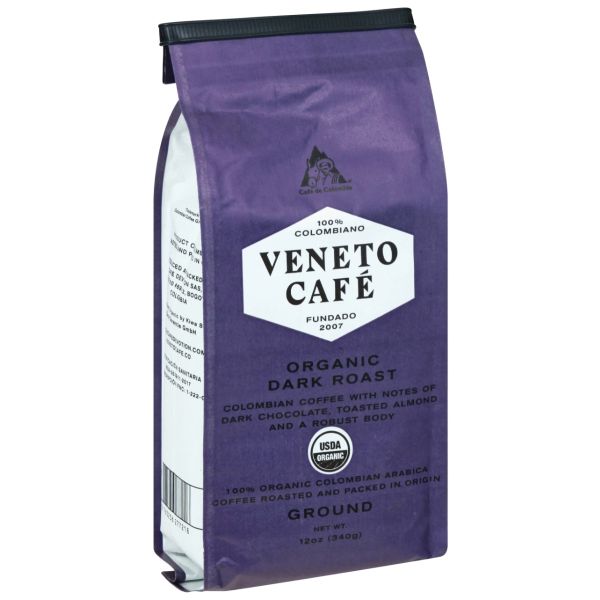 VENETO CAFE: Organic Dark Roast Ground Coffee, 12 oz