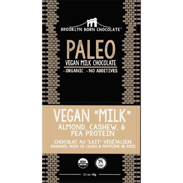 BROOKLYN BORN CHOCOLATE: Paleo Vegan Milk Chocolate Bar, 2.1 oz