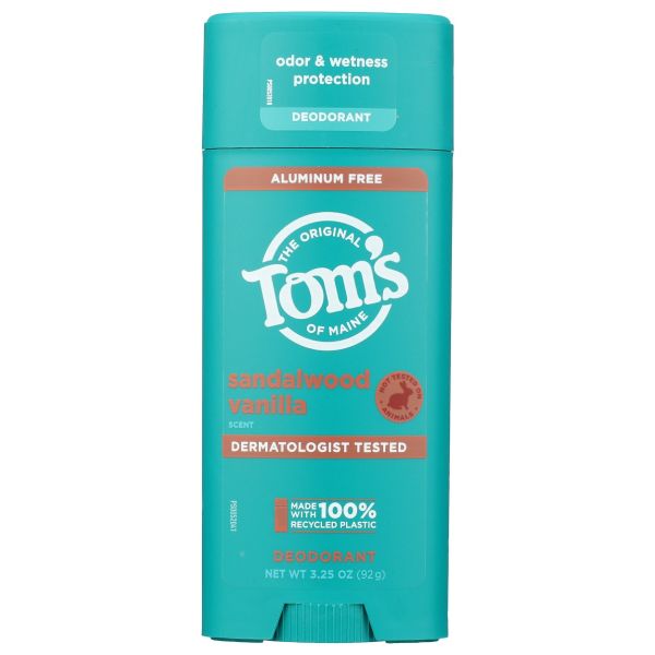 TOMS OF MAINE: Sandalwood Vanilla Deodorant Stick, 3.25 oz