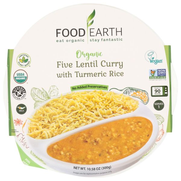 FOOD EARTH: Organic Five Lentil Curry With Turmeric Rice, 10.58 oz