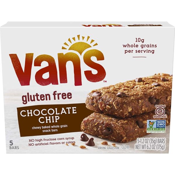 VANS: Gluten Free Chocolate Chip Snack Bars, 6.2 oz