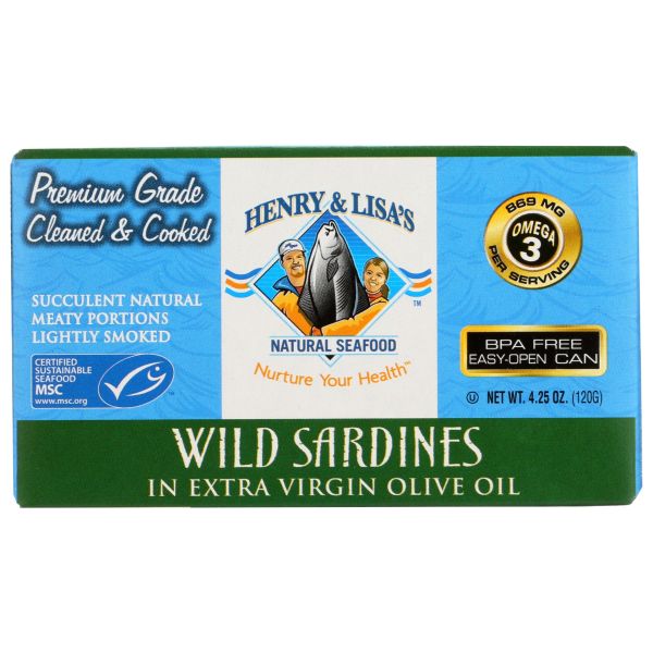 HENRY & LISAS: Wild Sardines In Extra Virgin Olive Oil, 4.25 oz