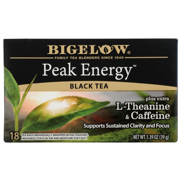 BIGELOW: Peak Energy Plus Extra L Theanine and Caffeine Black Tea 18Bg, 1.39 oz