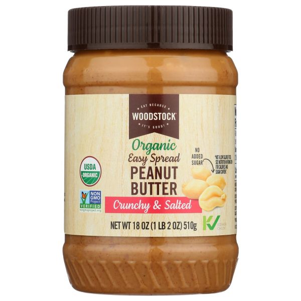 WOODSTOCK: Crunchy and Salted Peanut Butter, 18 oz