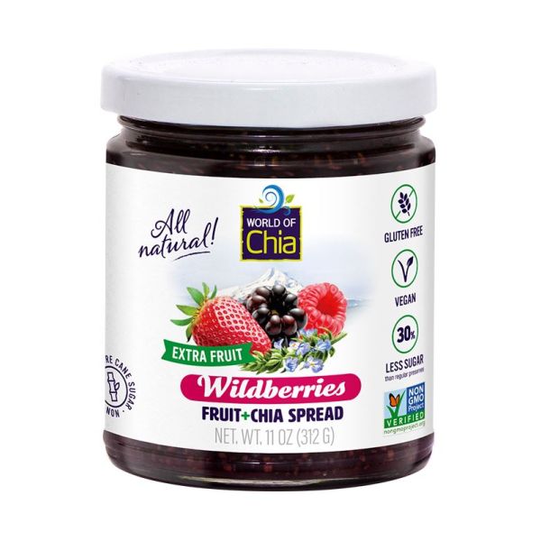 WORLD OF CHIA: Extra Fruit Chia Wildberries Spread, 11 oz