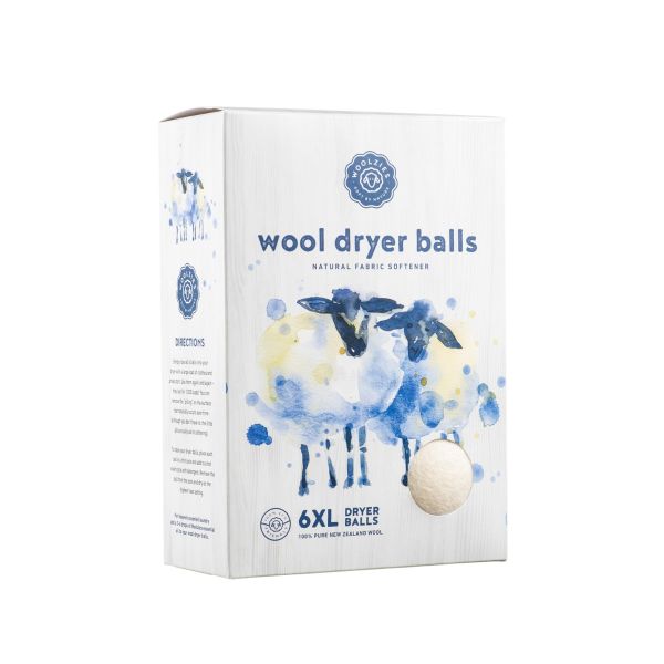WOOLZIES: Wool Dryer Balls 6XL, 6 pk