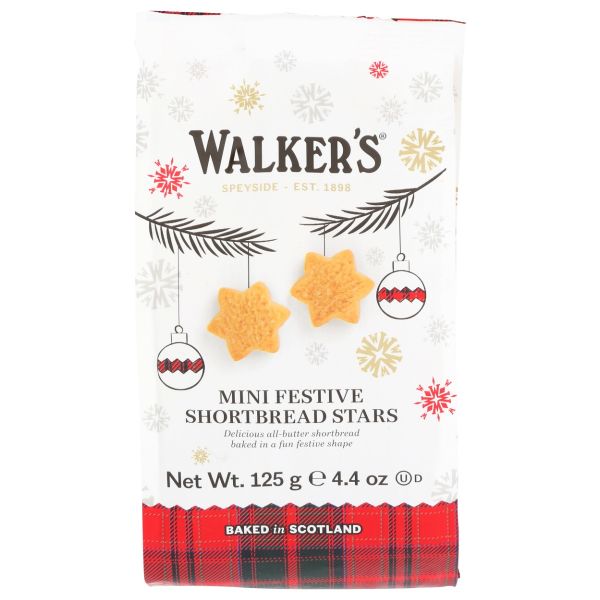 WALKERS: Mini Festive Stars Shortbread, 4.40 oz