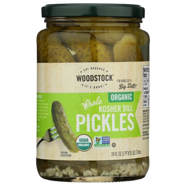 WOODSTOCK: Organic Kosher Whole Dill Pickles, 24 oz