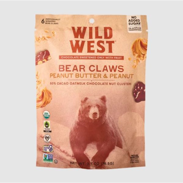 WILD WEST: Peanut Butter Peanut Bear Claws, 2.7 oz
