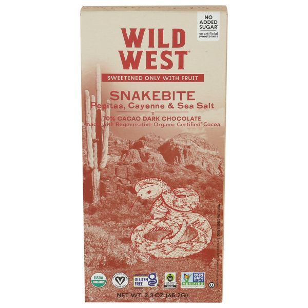 WILD WEST: Snakebite Chocolate Bar, 2.3 oz