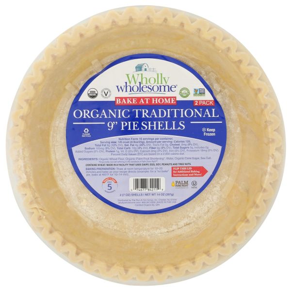 WHOLLY WHOLESOME: Bake at Home Organic Traditional 9 Inch Pie Shells, 14 oz