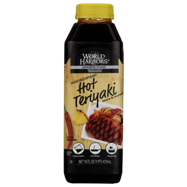 WORLD HARBORS: Maui Mountain Hot Teriyaki Sauce, 16 oz