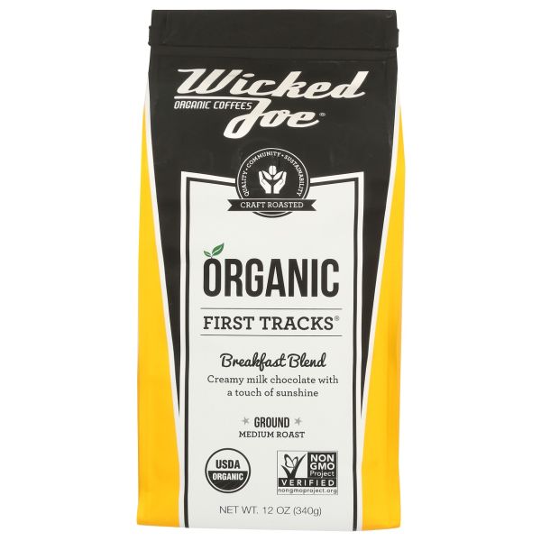 WICKED JOE COFFEE: First Tracks Breakfast Blend Ground Coffee, 12 oz