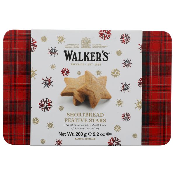 WALKERS: Festive Shortbread Stars Tin, 9.2 oz