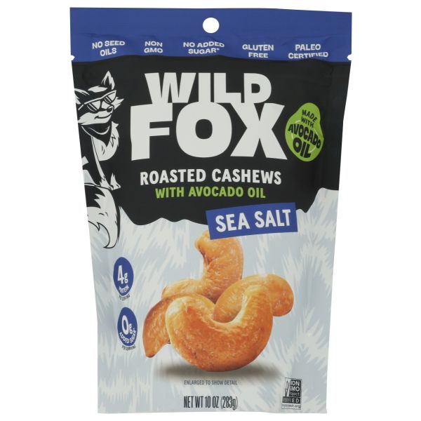WILD FOX: Sea Salt Roasted Cashews, 10 oz