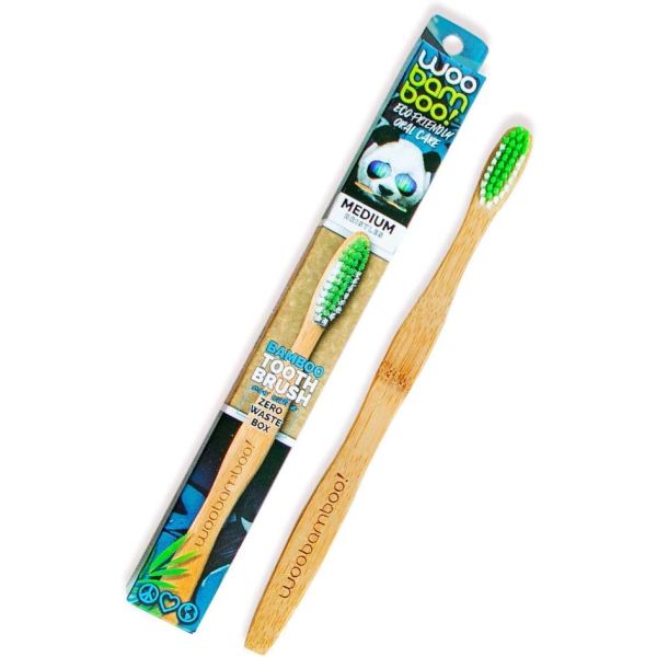 WOOBAMBOO: Adult Medium Toothbrush Zero Waste, 1 ea