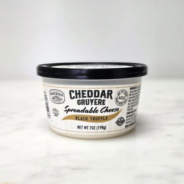 WOOD RIVER: Spreadable Black Truffle Cheddar Gruyere Cheese, 7 oz