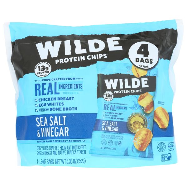 WILDE SNACKS: Sea Salt and Vinegar Chips 4Pk, 5.4 oz
