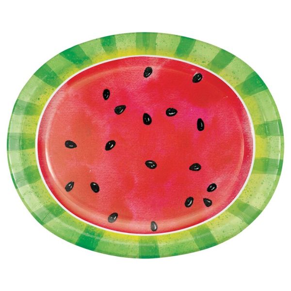 CREATIVE CONVERTING: Watermelon Oval Plate, 8 ea