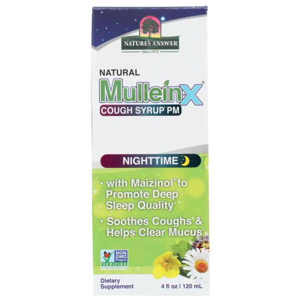 NATURES ANSWER: Mullein X Cough Syrup Nighttime PM, 4 fo