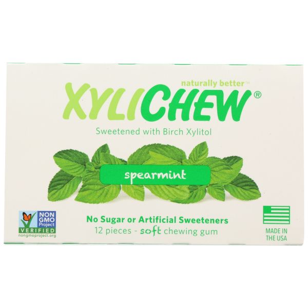 XYLICHEW: Sugar Free Chewing Gum Spearmint, 12 pc