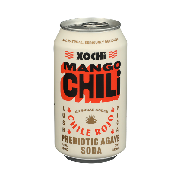 XOCHI SODA: Mango Chili Prebiotic Agave Soda, 12 fo