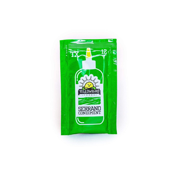 YELLOWBIRD SAUCE: Serrano Condiment Single Serve Packet 200Ct, 12 gm