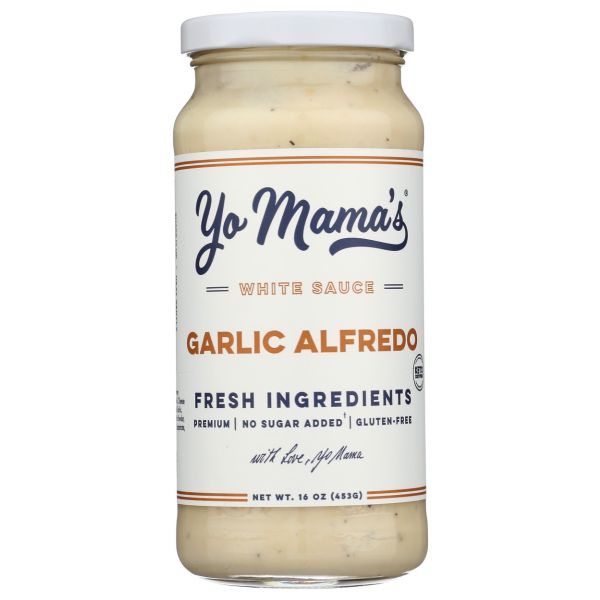 YO MAMAS FOODS: Roasted Garlic Alfredo Sauce, 16 oz