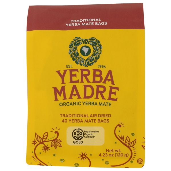 YERBA MADRE: Organic Traditional Yerba Mate Air Dried 40 Count, 4.23 oz
