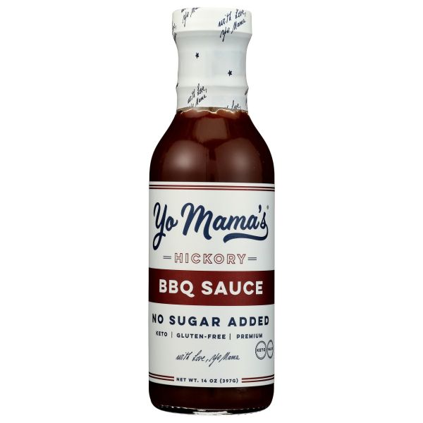 YO MAMAS FOODS: No Sugar Hickory BBQ Sauce, 14 oz