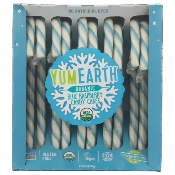 YUMEARTH: Blue Raspberry Candy Canes 10 Count, 4.94 oz