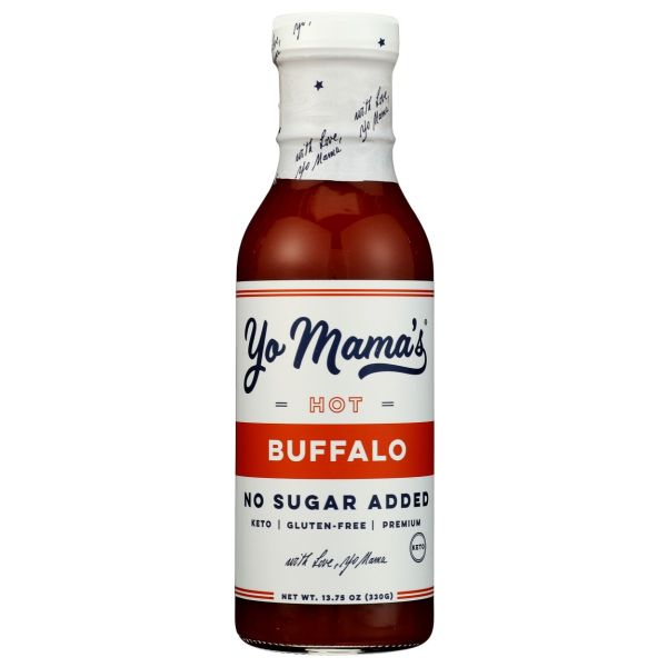 YO MAMAS FOODS: No Sugar Hot Buffalo Sauce, 13.75 oz