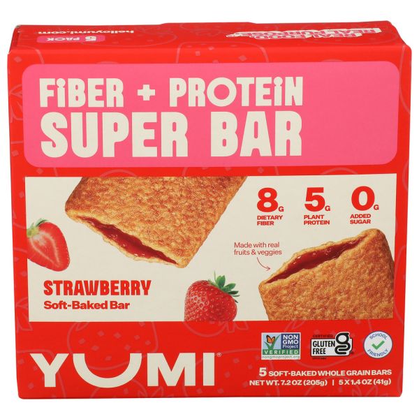 YUMI: Strawberry Fiber Plus Protein Super Bars, 6 oz
