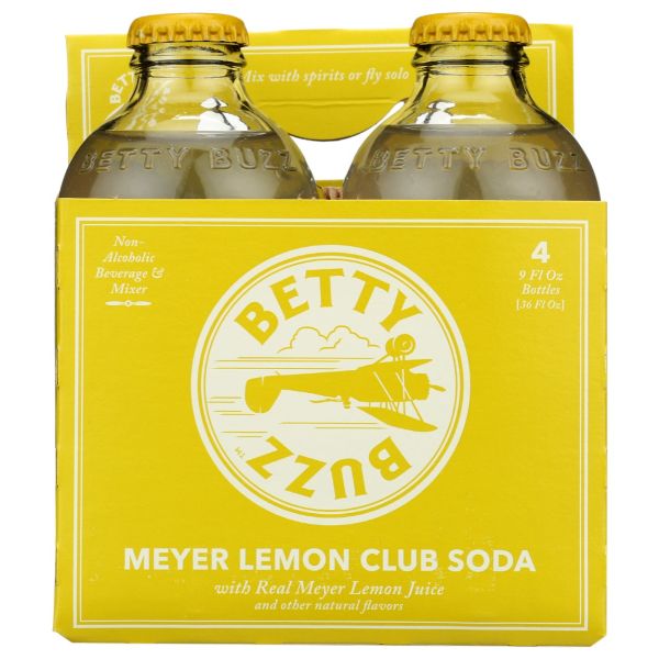 BETTY BUZZ: Meyer Lemon Club Soda Bottles 4Pk, 36 fo